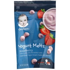 Легкий перекус из высушенного сублимацией йогурта с клубникой для детей от 8 месяцев Gerber (Yogurt Melts 8+ Months Strawberry) 28 г купить в Киеве и Украине