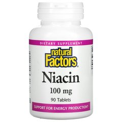 Ниацин Витамин B3 Natural Factors (Niacin Vitamin B3) 100 мг 90 таблеток купить в Киеве и Украине