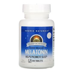 Мелатонин замедленного высвобождения Source Naturals (Melatonin timed release) 2 мг 240 таблеток купить в Киеве и Украине