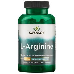 Аргінін максимальна сила Swanson (L-Arginine Maximum Strength) 850 мг 90 капсул
