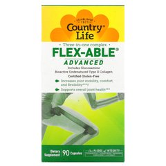 Flex-Able Advanced для суглобів з глюкозаміном і біоактивним колагеном II типу, Country Life, 90 капсул