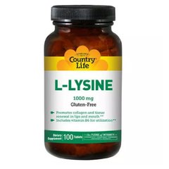 Лизин Country Life (L-Lysine) 1000 мг 100 таблеток купить в Киеве и Украине