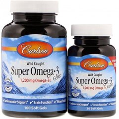 Риб'ячий жир Омега 3 Carlson Labs (Super Omega · 3) 1200 мг 100 + 30 капсул
