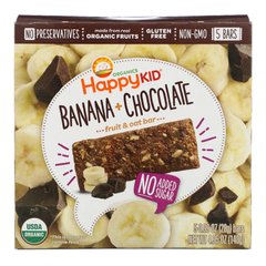 Happy Kid, банан + шоколад, фрукти і овес, Happy Family Organics, 5 шматків, 0,99 унц (28 г) кожен