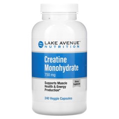 Моногідрат креатину, Lake Avenue Nutrition, 750 мг, 240 вегетаріанських капсул
