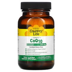 Коензим Q10, Simply CoQ10, Country Life, 200 мг, 60 рослинних м'яких таблеток