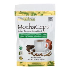 Розчинний напій зі смаком мокко з органічною какао кави кордицепсом і грибом рейші California Gold Nutrition (MochaCeps Mocha Flavor
