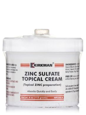 Сульфат цинку для місцевого застосування, Zinc Sulfate Topical Cream, Kirkman labs, 4 унції 113 г