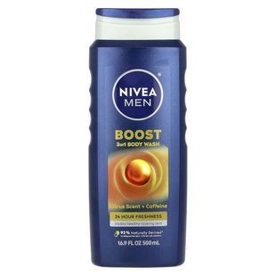 Nivea, Men, Boost 3-In-1 Body Wash, Citrus Scent + Caffeine, 16.9 fl oz (500 ml) купить в Киеве и Украине
