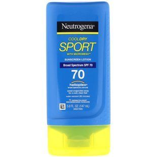 Cool Dry Sport, with microscreen, sunscreen lotion, sun protection factor SPF70, Neutrogena, 5 fl. oz. (147 ml)