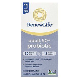 Renew Life, Пробіотик Ultimate Flora для дорослих 50+, 20 мільярдів КУО, 90 вегетаріанських капсул