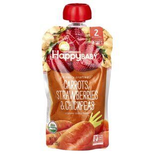 Happy Family Organics, Happy Baby, органическое детское питание, этап 2, морковь, клубника и нут, 4 унции (113 г) купить в Киеве и Украине