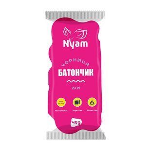 Nyam, Raw Bar, 40 g, чорниця купить в Киеве и Украине