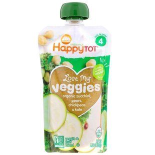 органическое пюре из цукини, груш, нута и курчавой капусты Happy Family Organics (Organic Puree with Zucchini, Pear, Chickpeas and Curly Kale) 120 г купить в Киеве и Украине