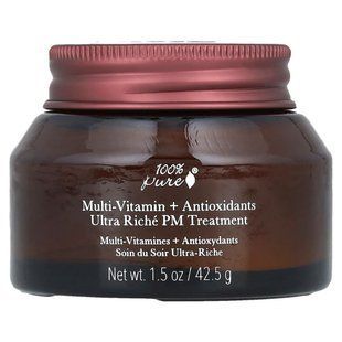 100% Pure, Multi-Vitamin + Antioxidants Ultra Rich&eacute; PM Treatment, 1.5 oz (42.5 g)