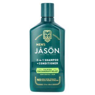 Jason Natural, Для чоловіків, шампунь 2 в 1 і кондиціонер, від лупи, олія насіння коноплі та алое, 355 мл (12 рідк. унцій)