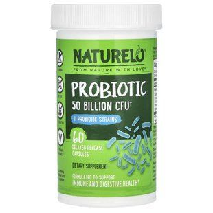 NATURELO, пробіотик, 50 млрд КУО, 60 капсул із відстроченим вивільненням