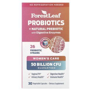 Forest Leaf, Women's Care, Probiotics + Natural Prebiotic with Digestive Enzymes, 30 Vegetable Capsules