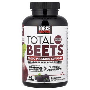 Force Factor, Total Beets&reg;, жевательные таблетки для поддержки артериального давления, со вкусом ягод, 60 жевательных таблеток купить в Киеве и Украине