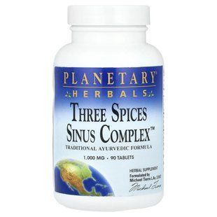 Planetary Herbals, комплекс із трьома спеціями, Sinus Complex&trade;, 1000 мг, 90 таблеток (500 мг в 1 таблетці)
