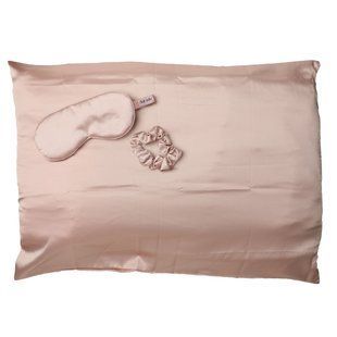 Satin sleep set, powder color, Kitsch, set of 3 pieces