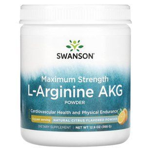 Swanson, Maximum Strength L-Arginine AKG Powder, Natural Citrus, 12.9 oz (368 g) купить в Киеве и Украине