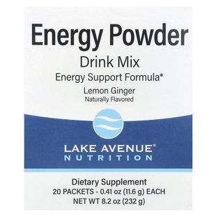 Lake Avenue Nutrition, Powder mix for making a drink that increases energy levels, 20 packets of 11.6 g (0.41 oz)