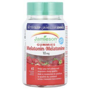 Jamieson Vitamins, Melatonin Gummies, Natural Strawberry, 10 mg, 45 Vegetarian Gummies купить в Киеве и Украине