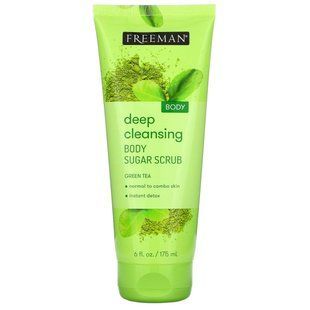 Сахарный скраб для тела глубокого очищения, зеленый чай, Deep Cleansing Body Sugar Scrub, Green Tea, Freeman Beauty, 175 мл купить в Киеве и Украине