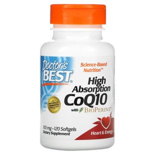 Коэнзим Q10 с биоперином Doctor's Best (High Absorption CoQ10 with BioPerine) 100 мг 120 мягких капсул купить в Киеве и Украине