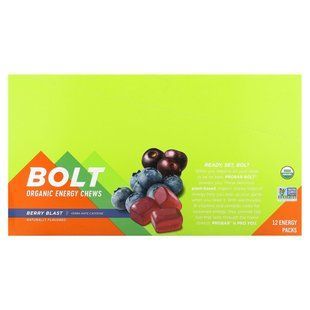Органічна енергія, жувальні, ягідний вибух з кофеїном, Bolt Organic Energy Chews, Berry Blast with Caffeine, ProBar, 12 мішечків, 10 жувальних цукерок (по 2,1 унції)