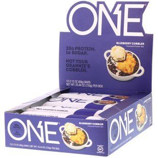 Протеиновые батончики со вкусом фруктового пирога с голубикой One Brands (ONE Bar Blueberry Cobbler) 12 батончиков по 60 г купить в Киеве и Украине