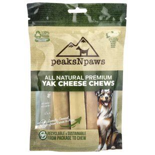 peaksNpaws, All Natural Premium Yak Cheese Chews, Large, 3 Chews, 10.5 oz