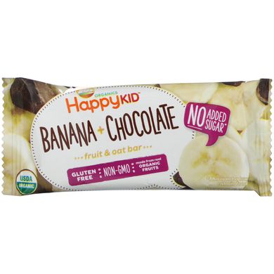 Happy Kid, банан + шоколад, фрукты и овес, Happy Family Organics, 5 кусков, 0,99 унц. (28 г) каждый купить в Киеве и Украине