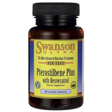 Птеростільбен Плюс з ресвератрол, Pterostilbene Plus with Resveratrol, Swanson, 30 капсул