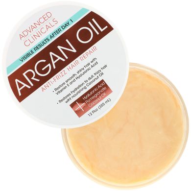 Арганова олія, відновлення волосся, Argan Oil, Anti-Frizz Hair Repair, Advanced Clinicals, 355 мл