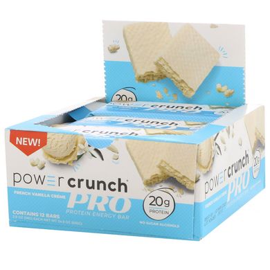 Енергетичний батончик Power Crunch Protein, PRO, французький ванільний крем, BNRG, 12 батончиків, 2,0 унції (58 г) кожен