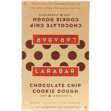 Батончики з шоколадною крихтою Larabar (Chocolate Chip Cookie) 16 бат.