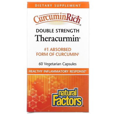 Куркумін Річ, Теракурмін подвійний сили, Natural Factors, 60 рослинних капсул