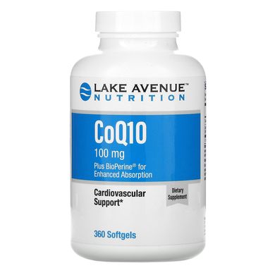Коензим Q10 фармацевтичної чистоти з Біоперіном Lake Avenue Nutrition (CoQ10 with Bioperine) 360 капсул