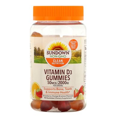 Витамин Д3 апельсин лимон Sundown Naturals (Vitamin D3) 2000 МЕ 90 жевательных конфет купить в Киеве и Украине