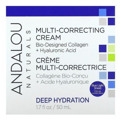 Andalou Naturals, Multi-corrective cream, collagen with biological design + hyaluronic acid, 1.7 fluid ounces (50 ml)