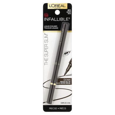 Liquid eyeliner for eyes Infallible Super Slim, shade 401 brown, LOreal, 1 ml