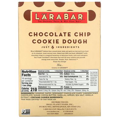 Батончики з шоколадною крихтою Larabar (Chocolate Chip Cookie) 16 бат.
