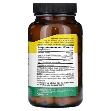 Лизин Country Life (L-Lysine) 1000 мг 100 таблеток купить в Киеве и Украине