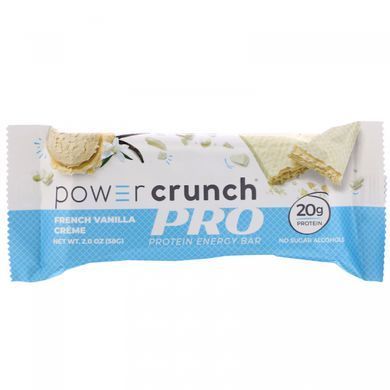 Energy Bar Power Crunch Protein, PRO, French Vanilla Cream, BNRG, 12 bars, 2.0 ounces (58 g) each