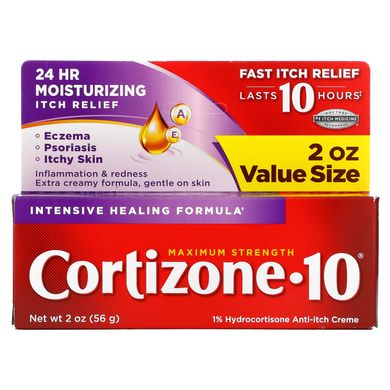 Cortizone 10, крем против зуда с 1% гидрокотизоном, максимальная сила, 2 унции (56 г) купить в Киеве и Украине