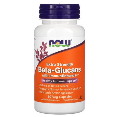 Бета-глюкан Now Foods (Beta-Glucans with ImmunEnhancer Xtra Strength) 250 мг 60 рослинних капсул