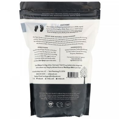 Пральний порошок, без запаху, Super Powder, Molly's Suds, 60 завантажень, 1,7 кг