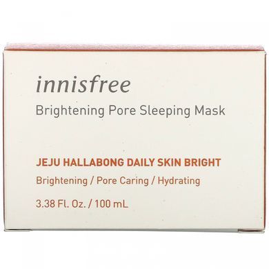 Щоденна освітлювальна маска для сну, Jeju Hallabong Daily Skin Bright, Brightening Pore Sleeping Mask, Innisfree, 100 мл